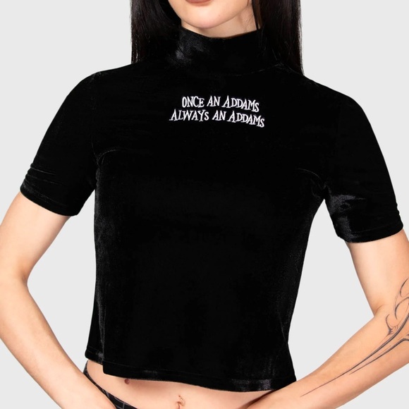 Killstar Wednesday Adams Allergic To Colour Velvet Top XL - Picture 2 of 7